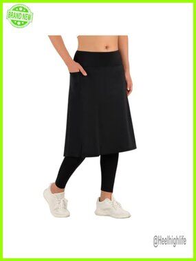 Skirted Leggings with Pockets High Waist Athletic Skirt Leggings Women